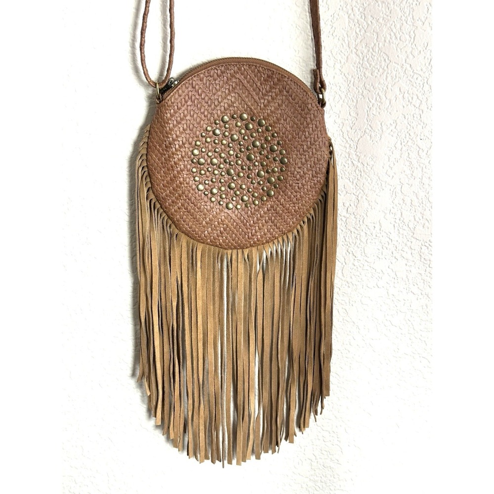 Dolce Vita Fringed Crossbody Bag Studded Hippy Boho Handbag Brand‎ New